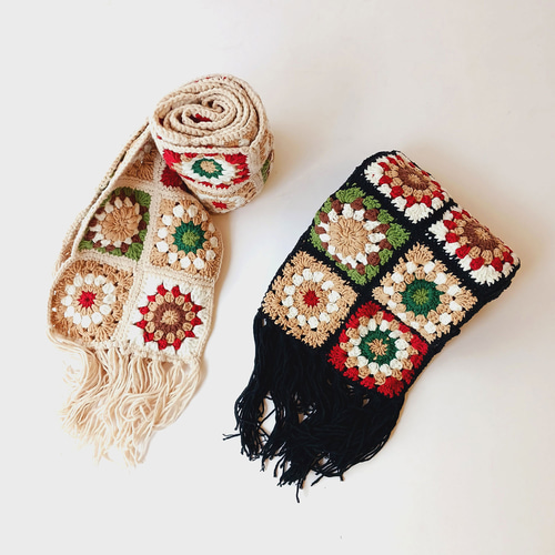 翌日発送】クロシェニットマフラーオフホワイト マフラー homepeople