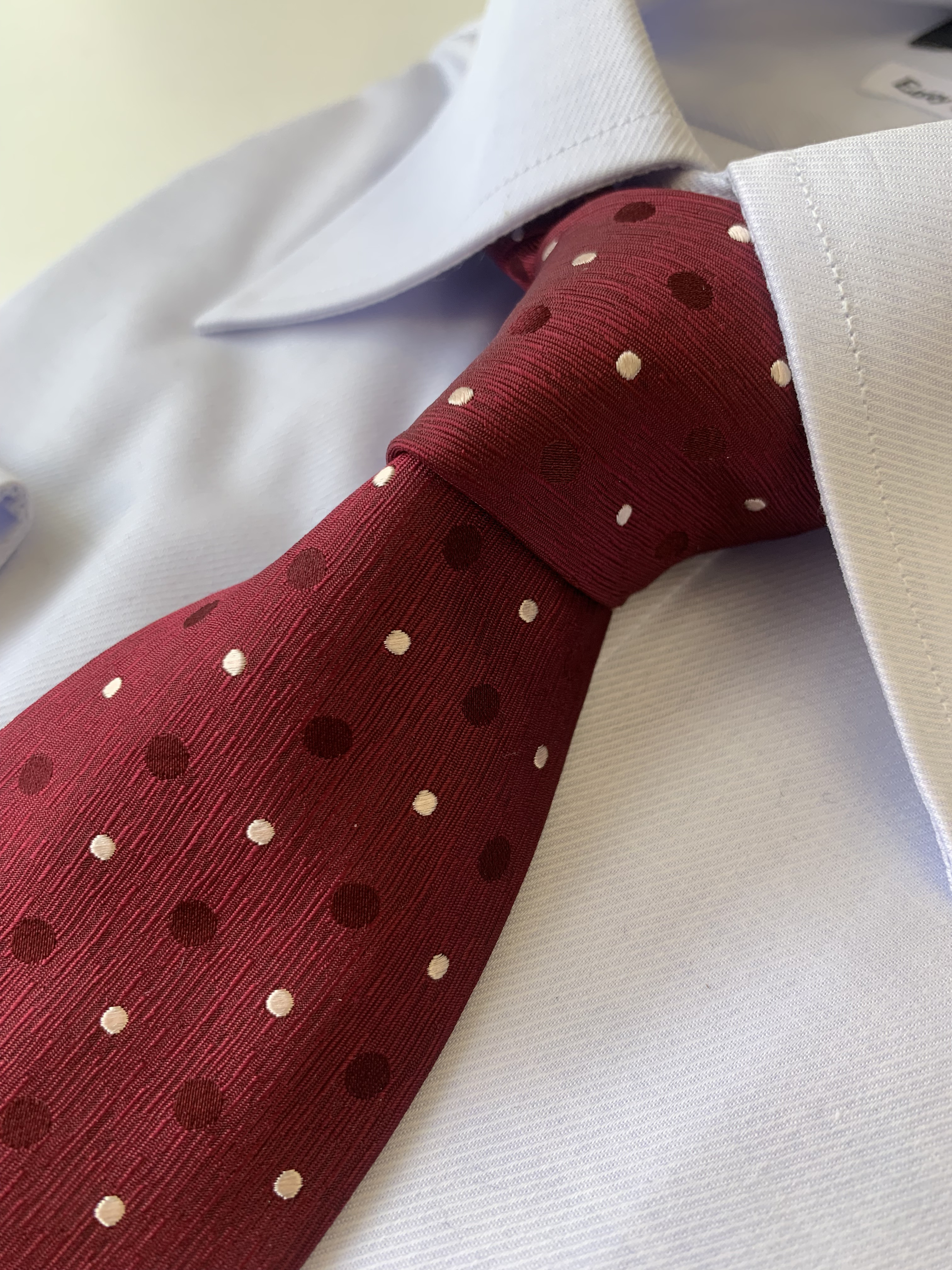 ネクタイ　シルク　レインツイルドット　レッド