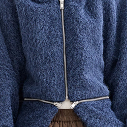 好みの着方が出来るウエストファスナー仕様☆シャギーパーカー ブラック 9枚目の画像