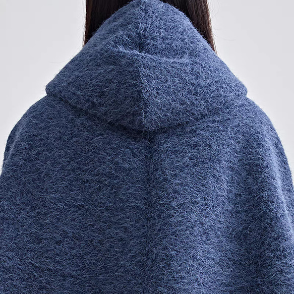 好みの着方が出来るウエストファスナー仕様☆シャギーパーカー ブラック 8枚目の画像