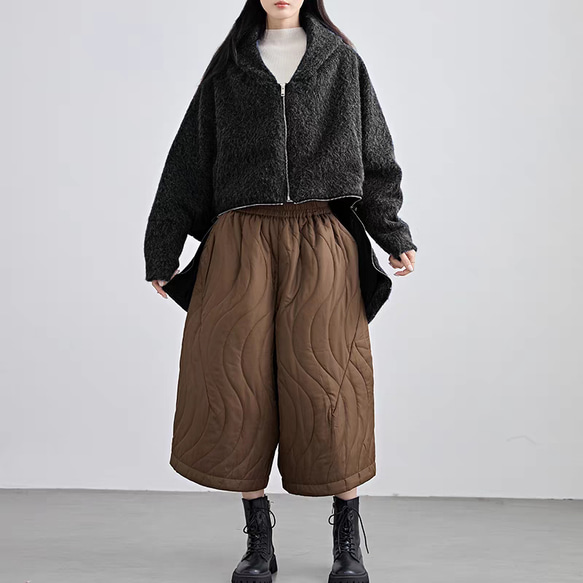 好みの着方が出来るウエストファスナー仕様☆シャギーパーカー ブラック 6枚目の画像