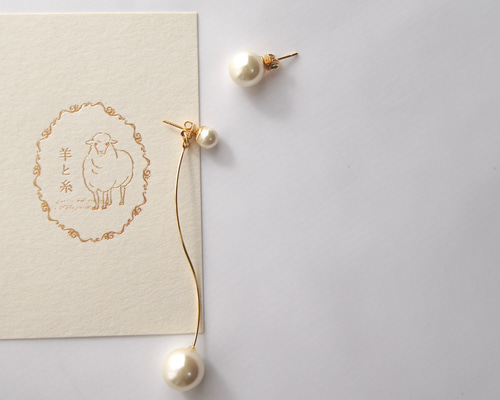 パール アシンメトリー イヤリング/ピアス ウェディング 結婚式