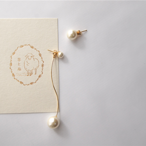 パール アシンメトリー イヤリング/ピアス ウェディング 結婚式