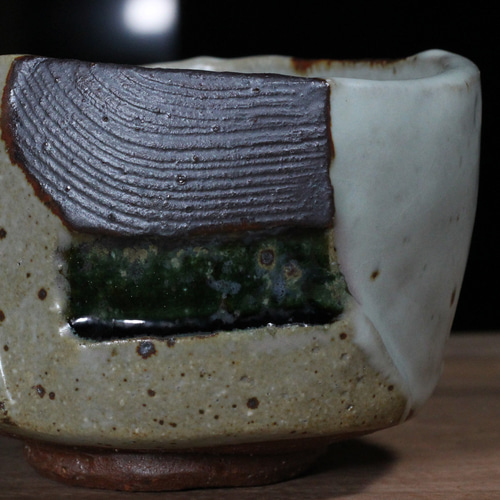 灰釉 塗り分け抹茶椀】mat221（I）和食器 陶芸 美濃焼 茶道具 抹茶茶碗