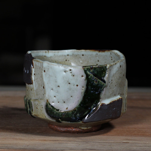 灰色釉薬素朴抹茶茶碗12cm茶道具伝統工芸ビンテージ陶器骨董品鉢ボウル