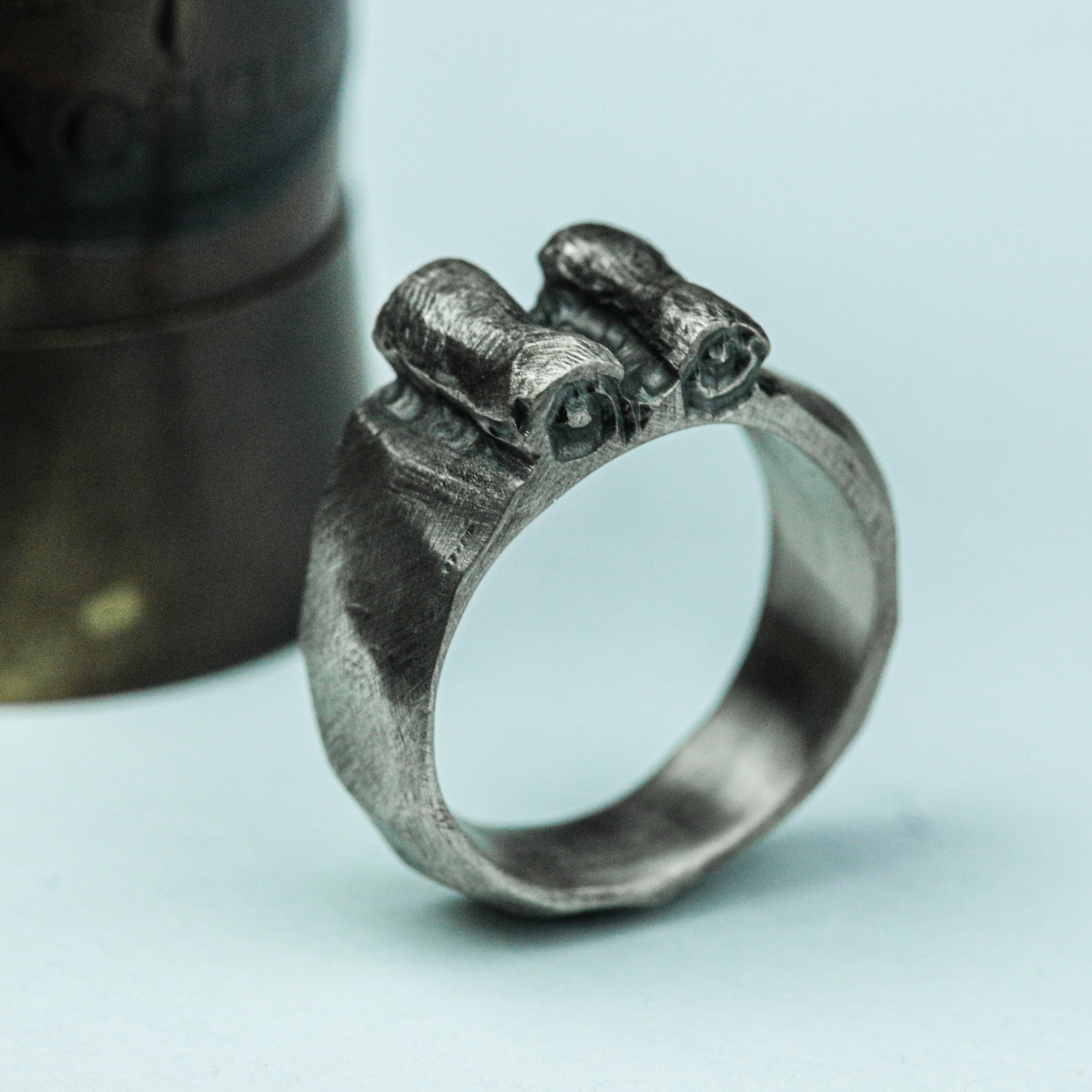 男性の素朴なリング、男性の結婚の純銀製のリング、シンプルな銀と銅のユニークなリング、手作りのパーソナライズされたシルバー