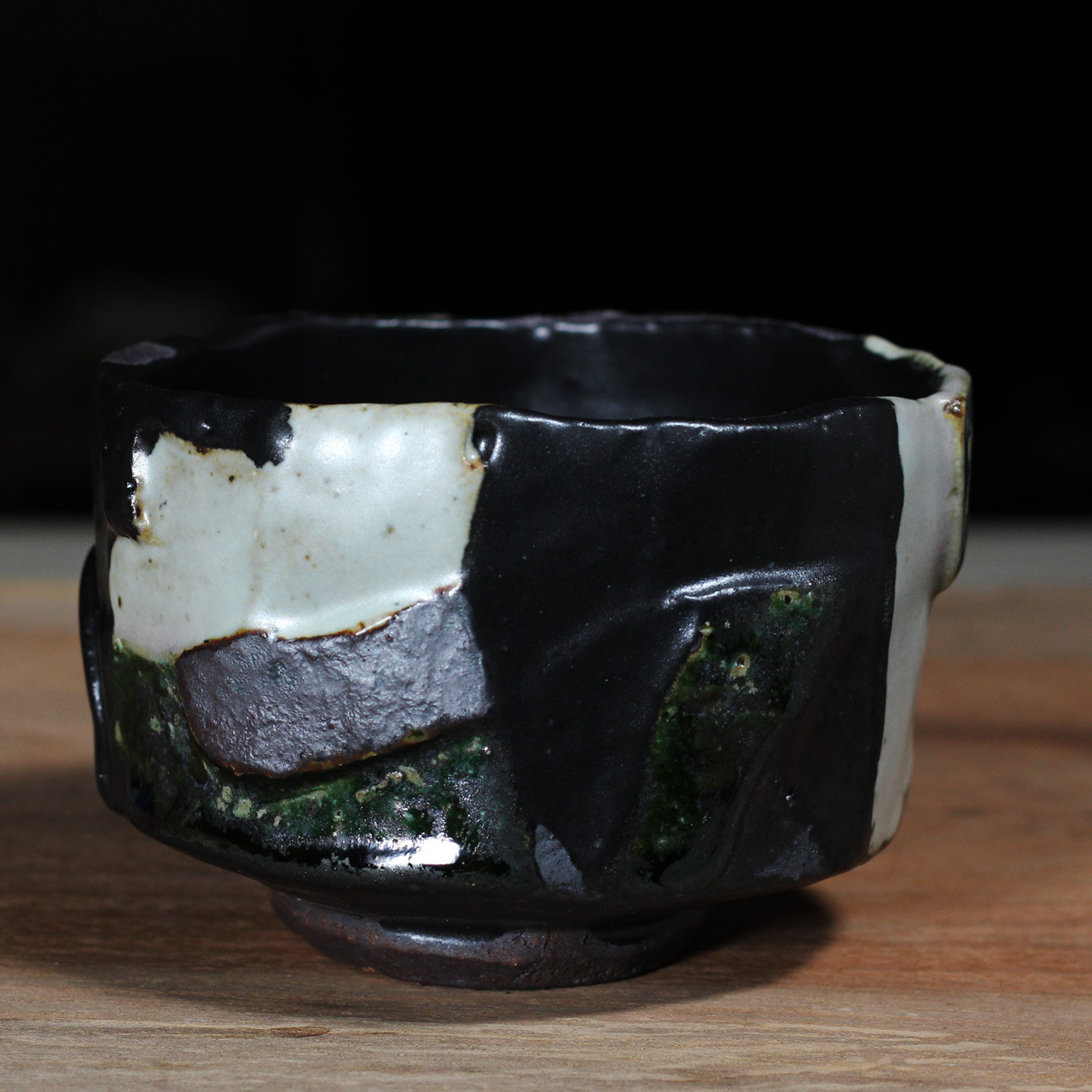 黒釉 塗り分け抹茶椀】mat222（J）和食器 陶芸 美濃焼 茶道具 抹茶茶碗