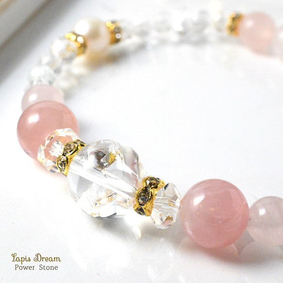 愛と幸せを呼び込むローズレインボーのお守り ｜ アイリスクォーツの天然石パワー.ストーン ブレスレット 5枚目の画像