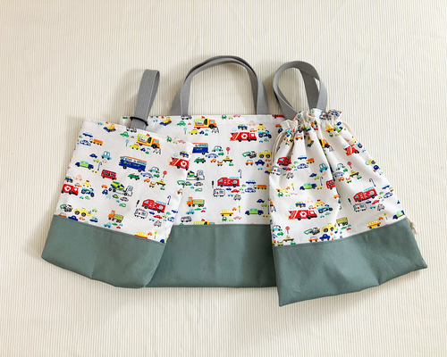 名入れ／【入園入学3点セット】優しいイラストタッチはたらく車