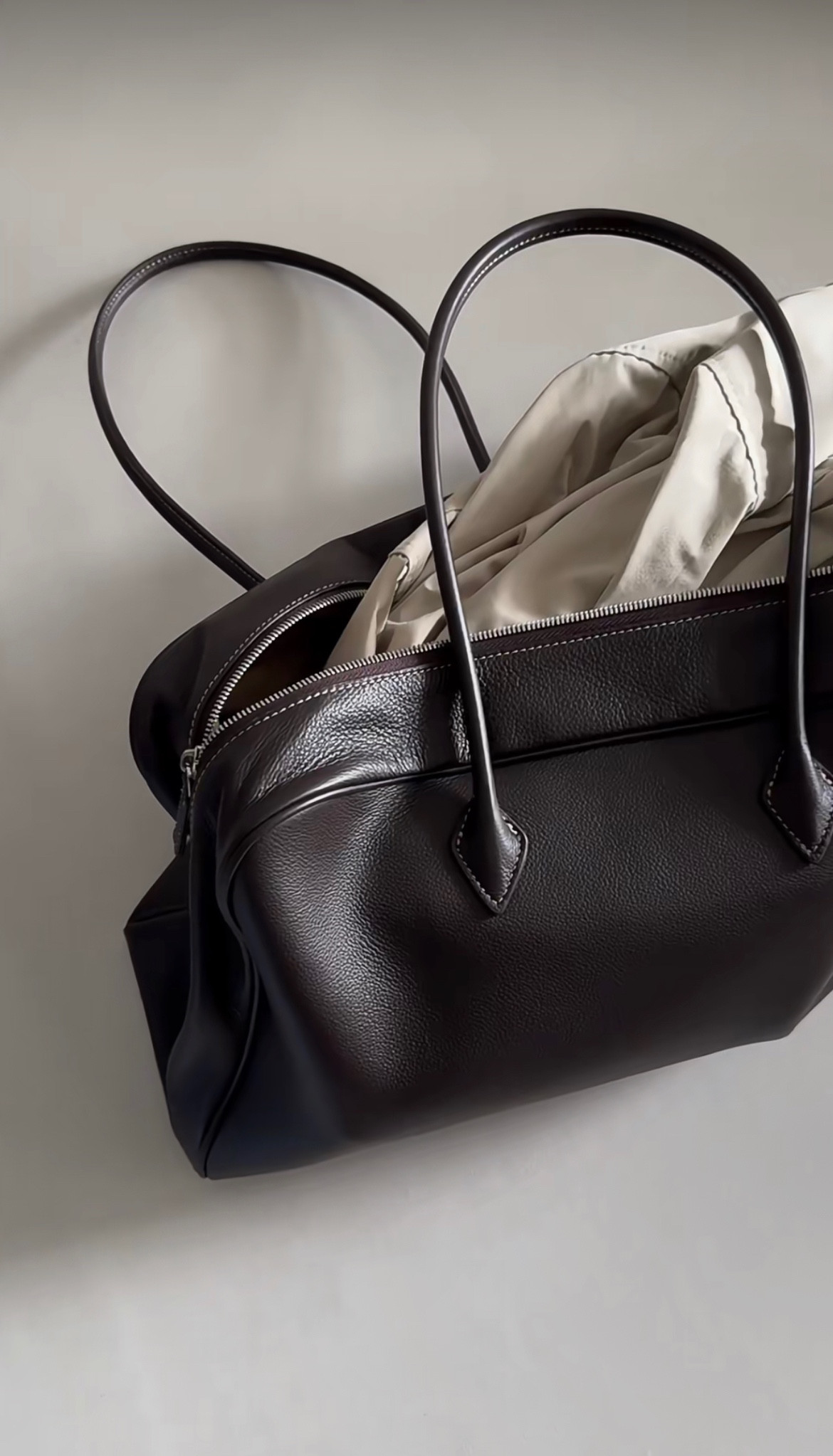 牛革|PC対応｜ブラウン（40×23×13）レザーハンドバッグ トートバッグ ブラウン本革|大