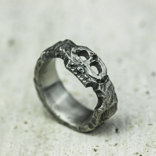 ホロースカルシルバーリング、腐食海賊スカルリング、酸化銀結婚指輪