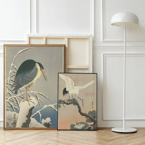 鶴と雛日本画アートポスター☆松の木お正月結婚式浮世絵和柄和室