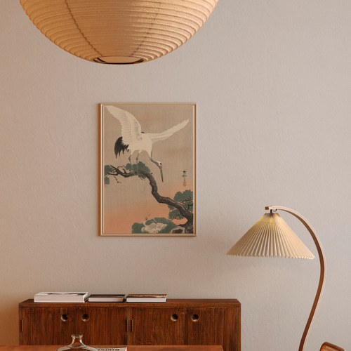 鶴と雛日本画アートポスター☆松の木お正月結婚式浮世絵和柄和室