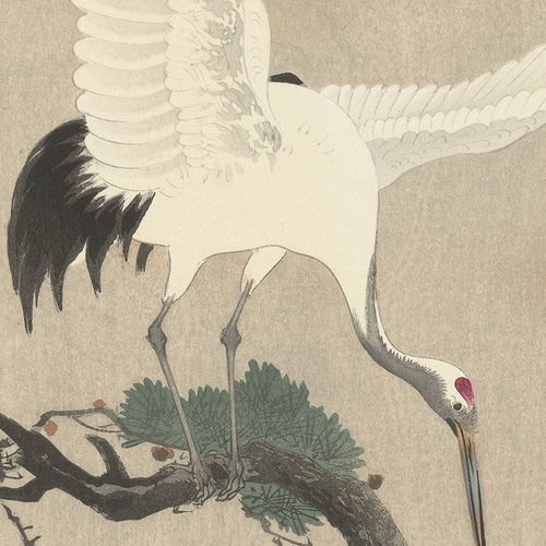 丸額飾り　夕日　松　鶴 アート　画家　インテリア NO.522】鶴と松の日本画アートポスター☆和柄浮世絵お正月結婚式