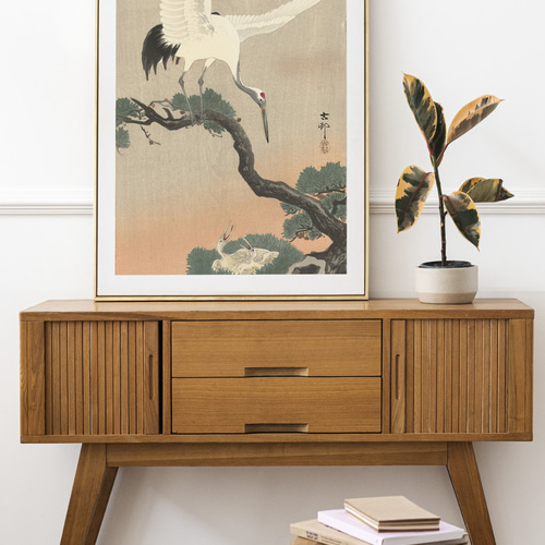 鶴と雛日本画アートポスター☆松の木お正月結婚式浮世絵和柄和室