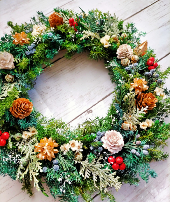 電飾リース/グリーンとブルーの電飾Xmasリース/プンゲンス/ヒムロ杉 電飾リース/グリーンとブルーの電飾Xmasリース/プンゲンス/ヒムロ杉