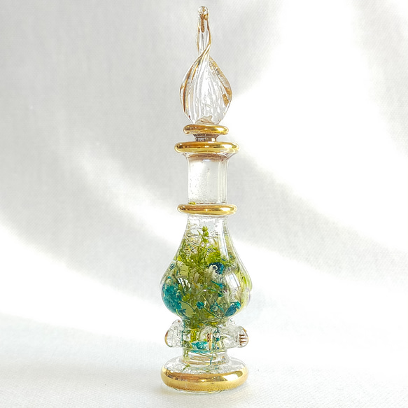 【ジャスミンの小さいお城】〜エジプシャンハーバリウム〜　グラス　ガラス瓶　ハーバリウム　クリスマス　クリア　ブルー　青 2枚目の画像