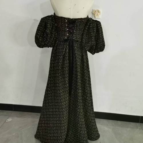 カラードレス ブラック ゴールド ツイードドレス ベアトップ  