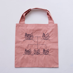 ＋HAyU fabric -Twin Tote bags- トートバッグ ～ニャンコ家系図～ 7枚目の画像