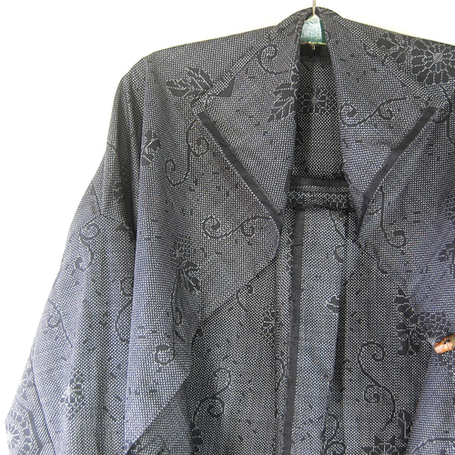 シルク大島紬バルーンコート(幅広スヌード付き) シルク大島紬バルーン