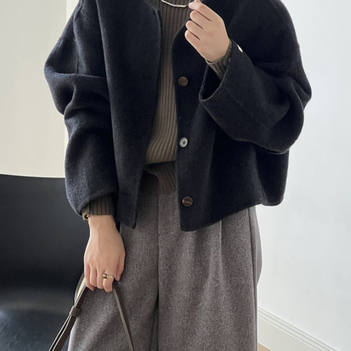 リバーシブルコートレディースショート2024秋冬新作韓国版クルーネック