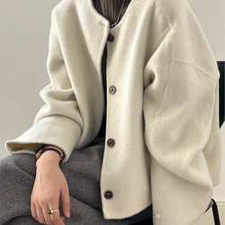 リバーシブルコートレディースショート2024秋冬新作韓国版クルーネック