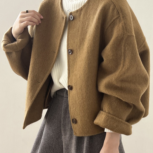 リバーシブルコートレディースショート2024秋冬新作韓国版クルーネック