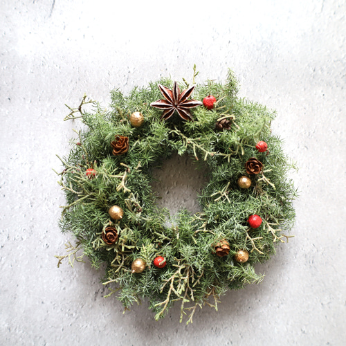 アシンメトリー馬蹄形クリスマスリース アシンメトリー馬蹄形クリスマスリース Xmasグリーンリース