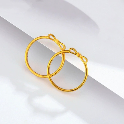 K24純金　リボンリング 24K24K純金リボンリング24金ゴールド指輪 24Kゴールドリボンリング