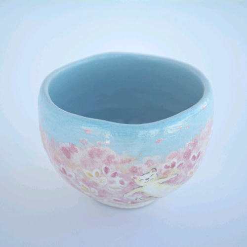 2025年 新春◇楽焼〚夢見る猫〛抹茶碗◇ 茶道具 季節茶碗 楽入印