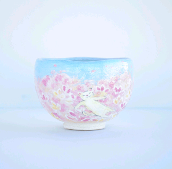 2025年 新春◇楽焼〚夢見る猫〛抹茶碗◇ 茶道具 季節茶碗 楽入印