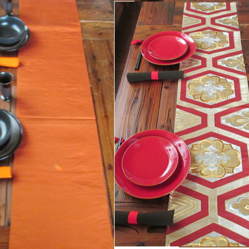 r91 飾り軸付 119x30.5cm 帯 テーブルランナー テーブルセンター