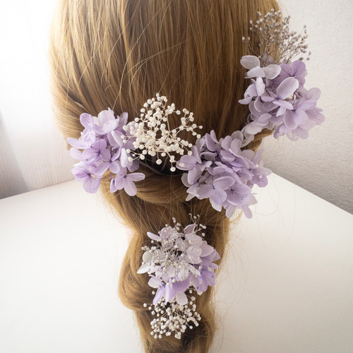 髪飾り ライラック 薄紫色 成人式 卒業式 ヘアパーツ プリザーブド
