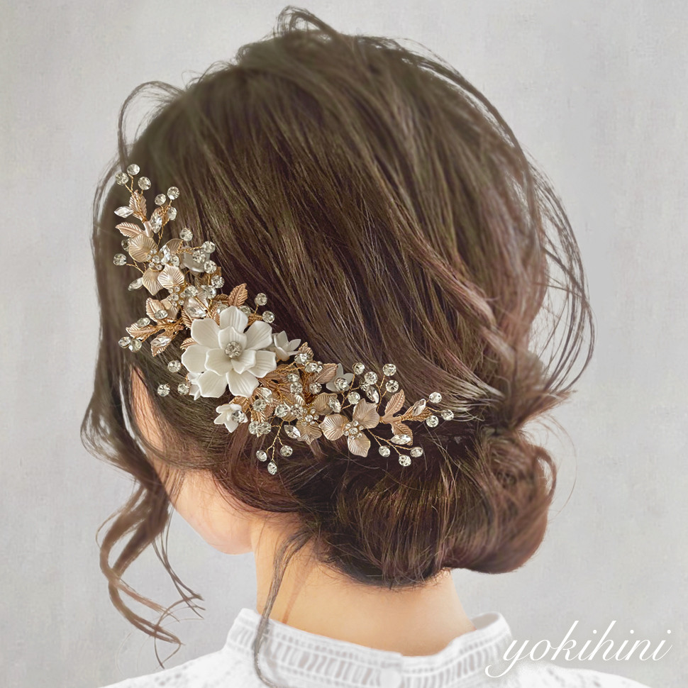 ウェディング ヘッドドレス ♡ ブライダル 結婚式 前撮り 髪飾り ヘアアクセサリー ヘッドドレス ティアラ 花冠 花嫁