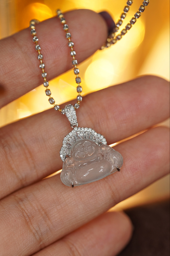 天然ダイヤモンド付きヒスイペンダントトップk18 ペンダントトップ  