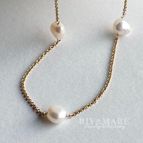 バロックパール 約7mm ステーションネックレス 淡水パール