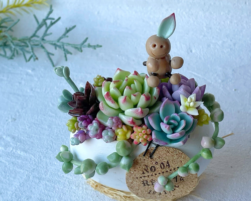 gg多肉アレンジ♡ハンドメイド♡多肉植物、樹脂粘土、グリーン