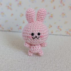 あみぐるみ うさぎ ミルキーベビーピンク ストラップ ハンドメイド
