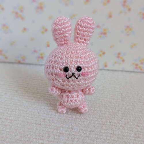 あみぐるみ うさぎ ミルキーベビーピンク ストラップ ハンドメイド