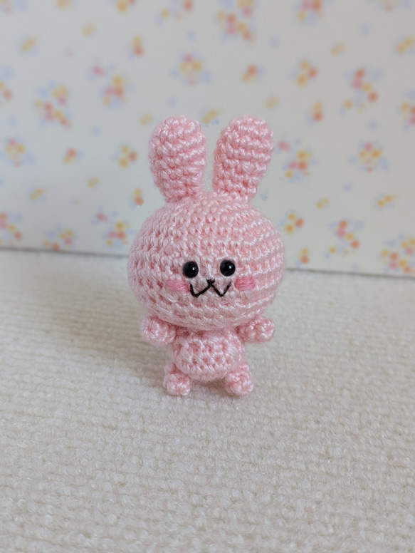あみぐるみ うさぎ ミルキーベビーピンク ストラップ ハンドメイド