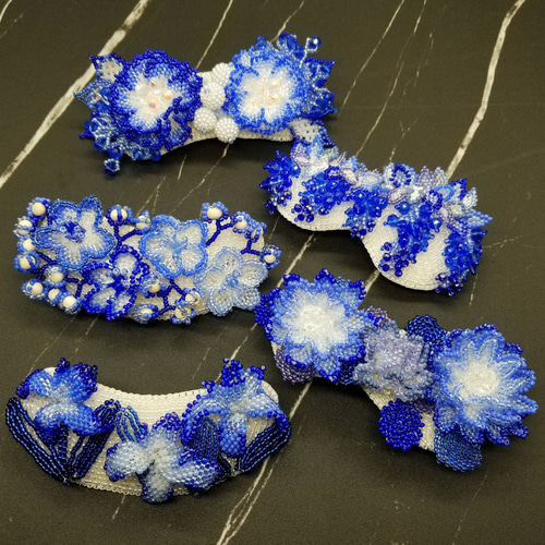 バレッタ 青陶花(no.5) バレッタ aiai 通販 18582422｜Creema(クリーマ)