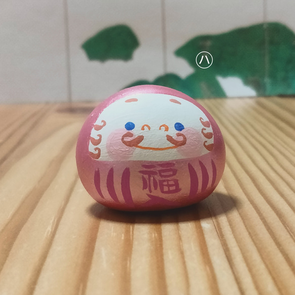 【青い目のだるま】【送料込み】　パールマゼンタ色　達磨　小さい　置き物　縁起物　お正月 7枚目の画像