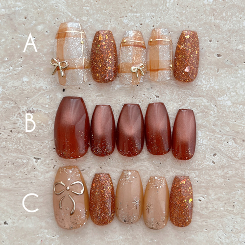 ネイルチップ‪‪❤︎‬オレンジ 量産型地雷韓国ワンホンイニシャル‬