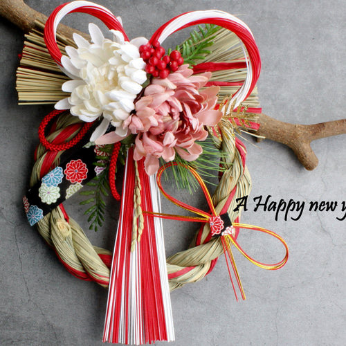 再販ラスト1点☆本しめ縄ふたば水引上品マムお正月しめ縄飾りリース