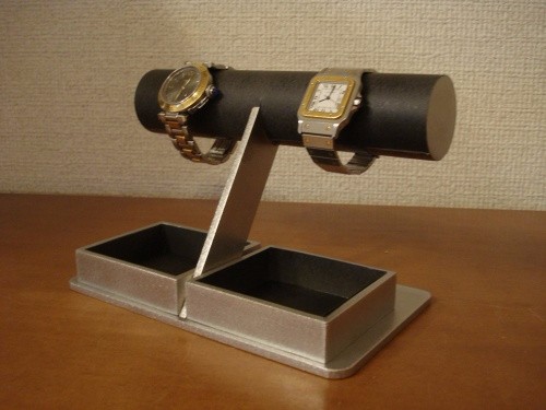 クリスマス　プレゼント　腕時計スタンド　ラッピング　どっしりブラック腕時計トレイスタンド　受注製作