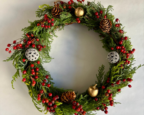 ⁂針葉樹香るフレッシュクリスマスリース⁂ セール中）針葉樹が香るクリスマスリース フレッシュリース 25センチ