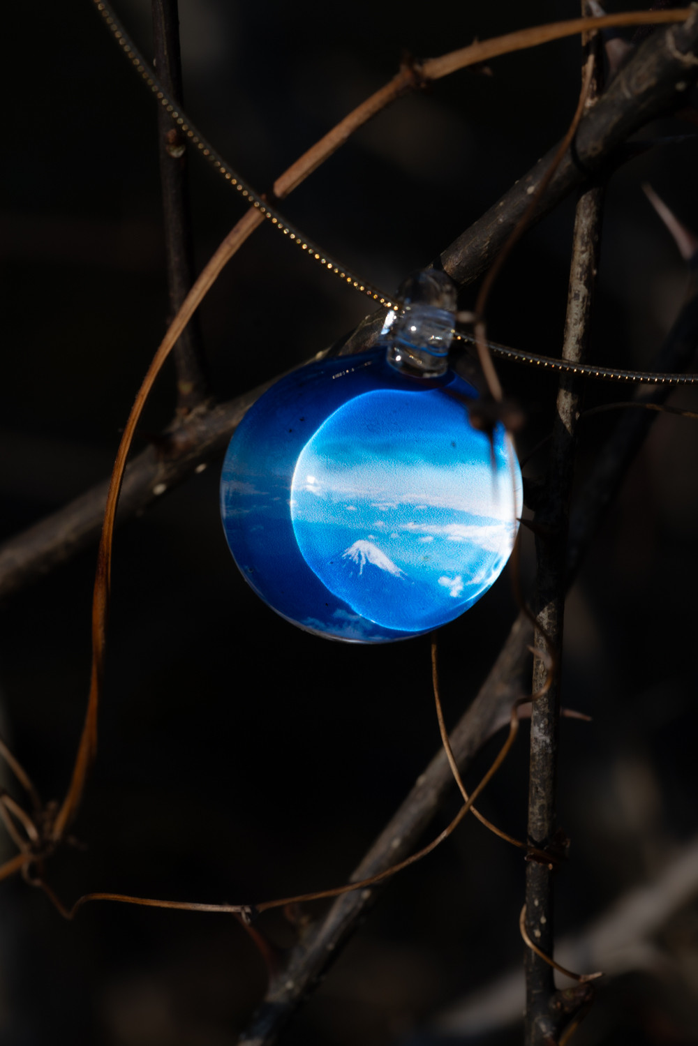 【受注制作】クリアガラス カボション ペンダントトップ(L)  「宙富士（ソラフジ)」