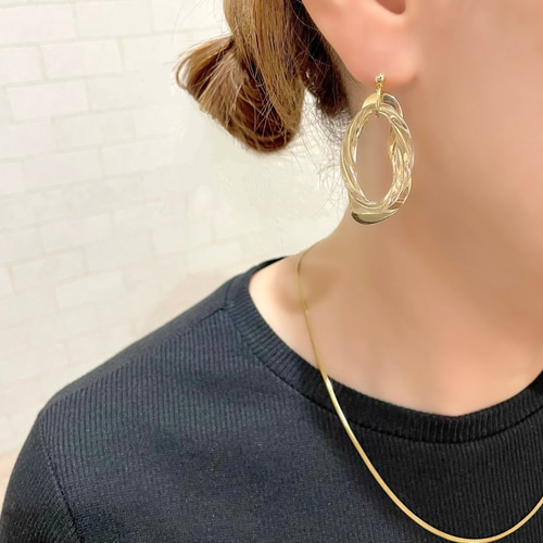 大ぶり クリア×ニュアンスゴールド ピアス / イヤリング ピアス
