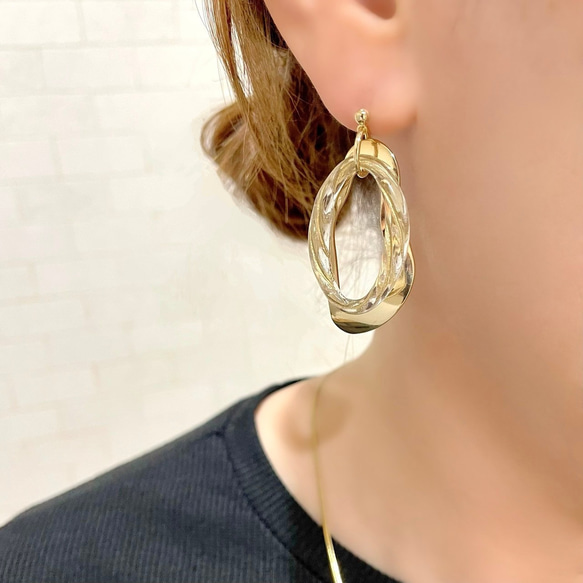 大ぶり クリア×ニュアンスゴールド ピアス / イヤリング ピアス