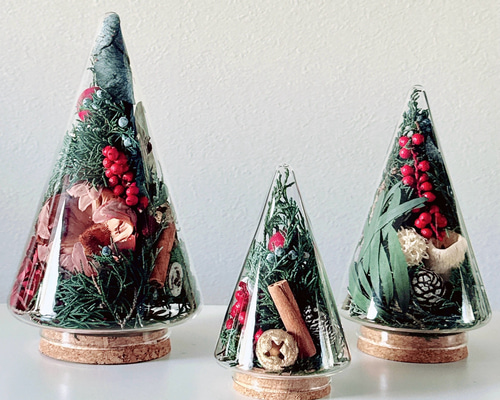 ガラスドームクリスマスツリー プリザーブドフラワー COBALT BLUE 通販